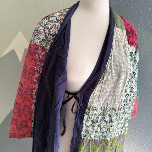Anthropologie | Lilka Multicolor Patchwork Quilted Cotton Robe XS - Picture 5 of 11
